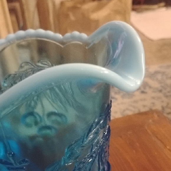 Fenton Vintage Antique Blue Glass Pitcher - Picture 3 of 9